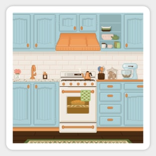 Cozy eggshell blue kitchen Sticker